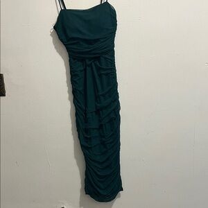 Windsor dark green Ruched Midi Dress
